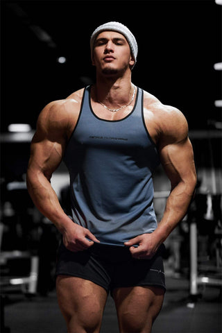 Fast-Dry Bodybuilding Workout Stringer - Gray with Black