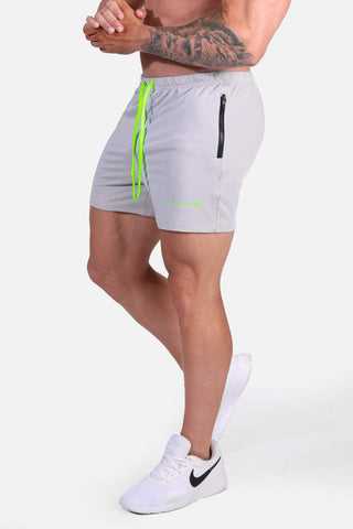 Pantalones cortos de culturismo Agile de 4'' con bolsillos con cremallera - Gris platino