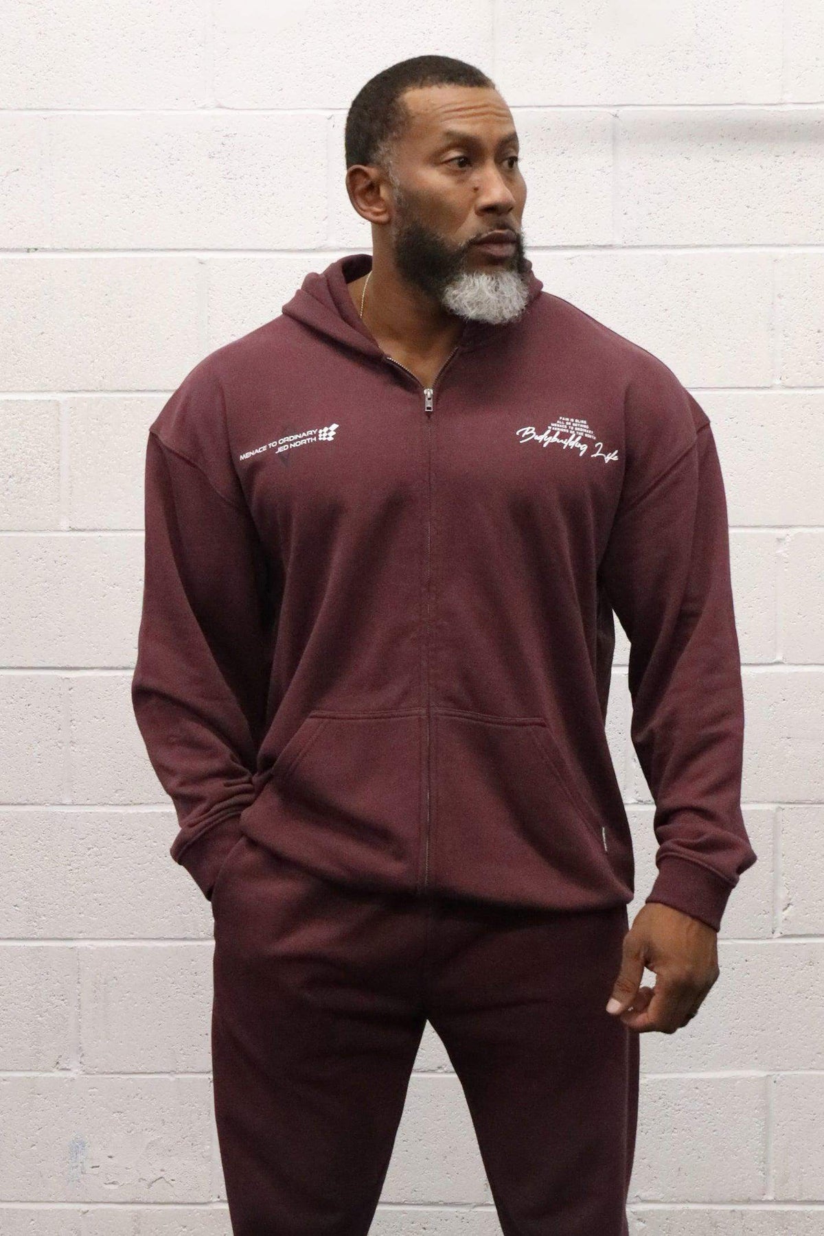 All Or Nothing French Terry Classic Zip-Up Hoodie - Maroon - Jed North Canada