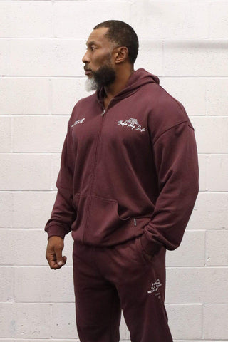 All Or Nothing French Terry Classic Zip-Up Hoodie - Maroon - Jed North Canada
