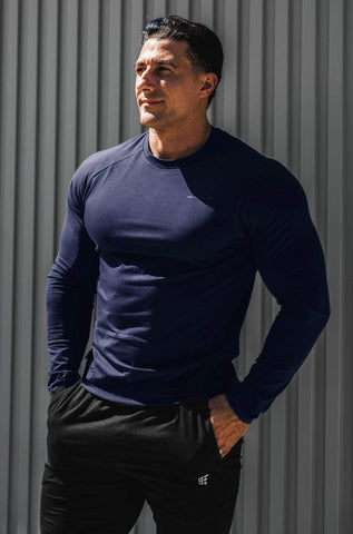 Titan Muscle-Fit Long Sleeve T-Shirt - Navy