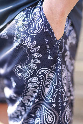 Jersey Mesh 7.5" Gym Shorts - Navy Paisley