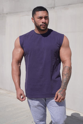 Oversized Washed Sleeveless T-Shirt - Washed Navy