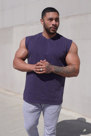 Oversized Washed Sleeveless T-Shirt - Washed Navy