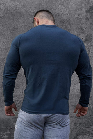 Titan Muscle-Fit Long Sleeve T-Shirt - Steel Blue