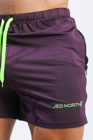 Agile Bodybuilding 4'' Shorts w Zipper Pockets - Dark Purple