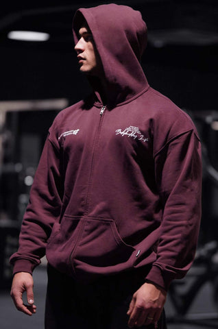 French Terry Classic Zip-Up Hoodie - Maroon