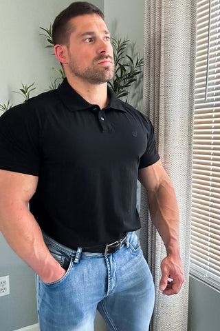 Muscle Fit All-Day Polo T-Shirt - Onyx Black