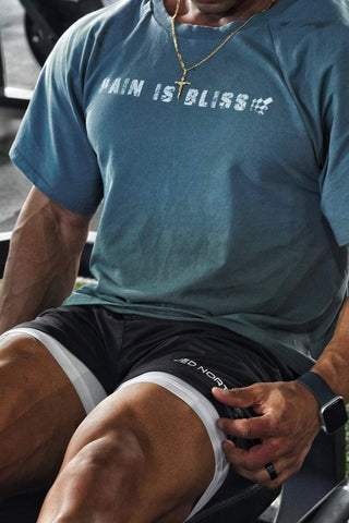 Retro Bodybuilding T-Shirt - Steel Blue
