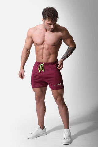 Agile Bodybuilding 4'' Shorts w Zipper Pockets - Maroon - Jed North Canada