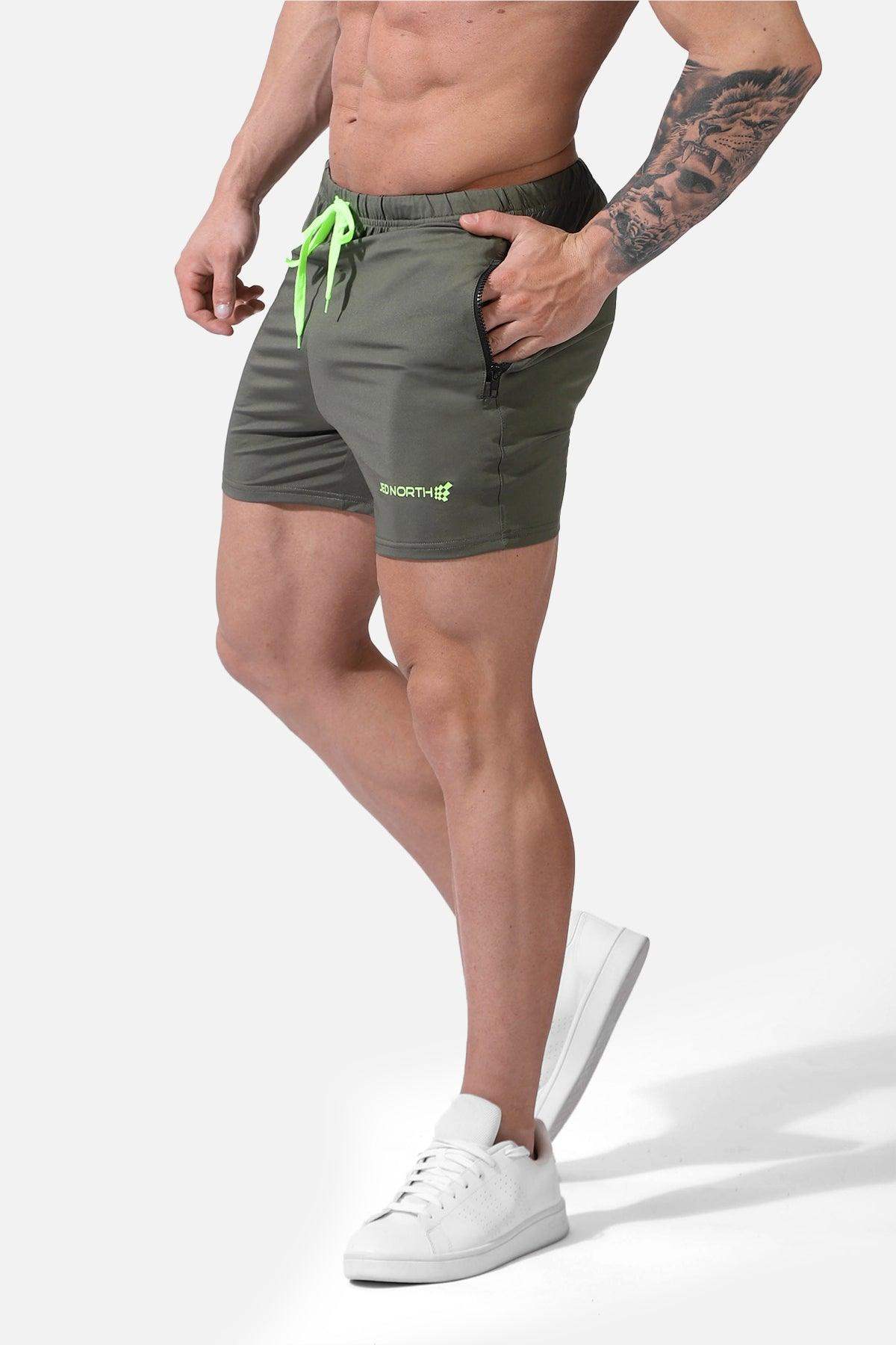 Agile Bodybuilding 4'' Shorts w Zipper Pockets - Olive - Jed North Canada