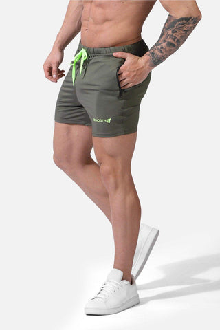 Agile Bodybuilding 4'' Shorts w Zipper Pockets - Olive - Jed North Canada