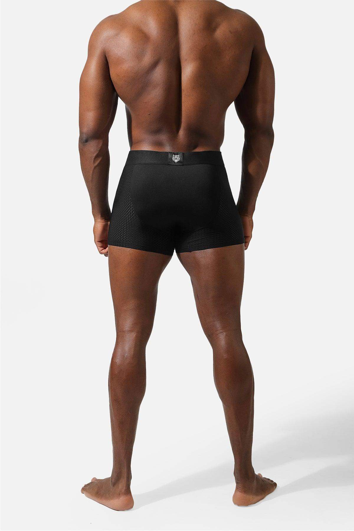 Men's Workout Mesh Boxer Briefs 2 Pack - Black & Stitched Black - Jed North Canada