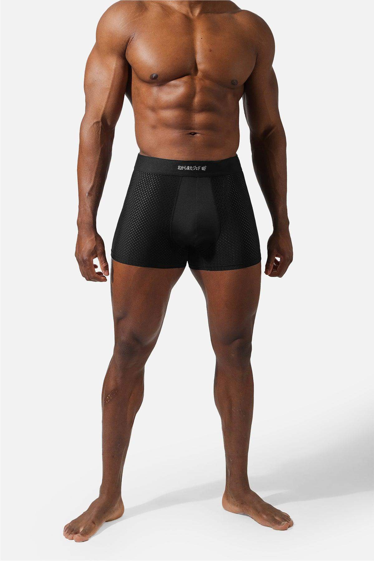 Men's Workout Mesh Boxer Briefs 2 Pack - Black & Stitched Black - Jed North Canada