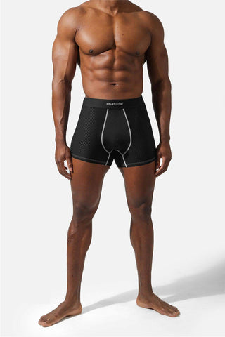 Men's Workout Mesh Boxer Briefs 2 Pack - Black & Stitched Black - Jed North Canada
