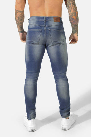 Men's Premium Fitted Stretchy Jeans - Faded Dark Blue - Jed North Canada