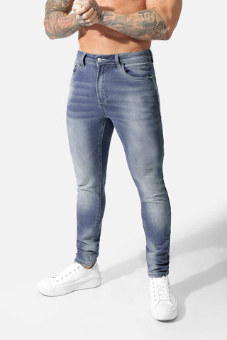 Men's Premium Fitted Stretchy Jeans - Faded Blue - Jed North Canada