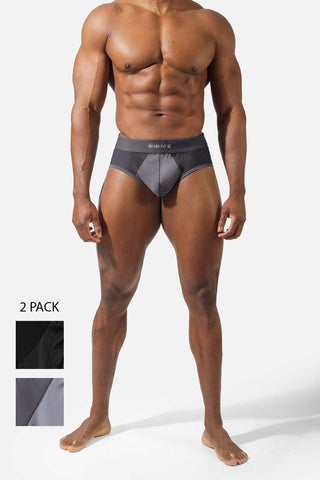 Men's Workout Mesh Briefs 2 Pack - Black & Dark Gray - Jed North Canada