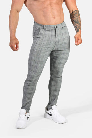 Pantalones elásticos ajustados para hombre - Cuadros