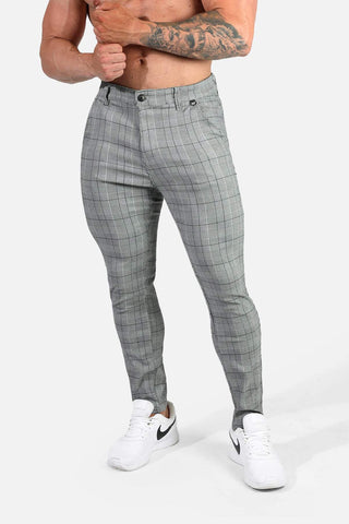 Pantalones elásticos ajustados para hombre - Cuadros