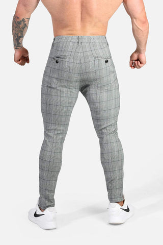 Pantalones elásticos ajustados para hombre - Cuadros