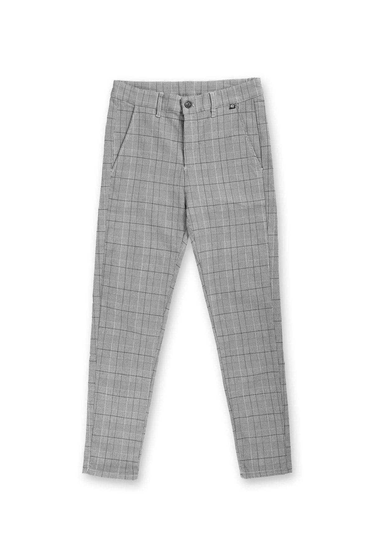 Men s Fitted Stretchy Pants Checker XXL Gray