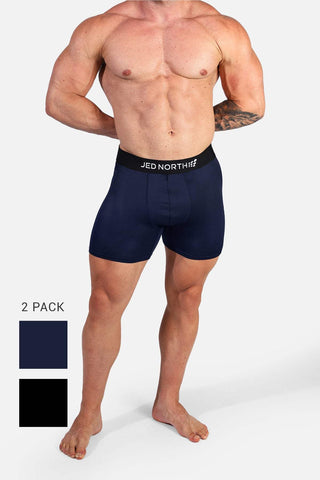 Pack de 2 bóxers deportivos de malla para hombre - Negro y azul marino