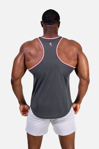 Fast-Dry Bodybuilding Workout Stringer - Gray w Pink