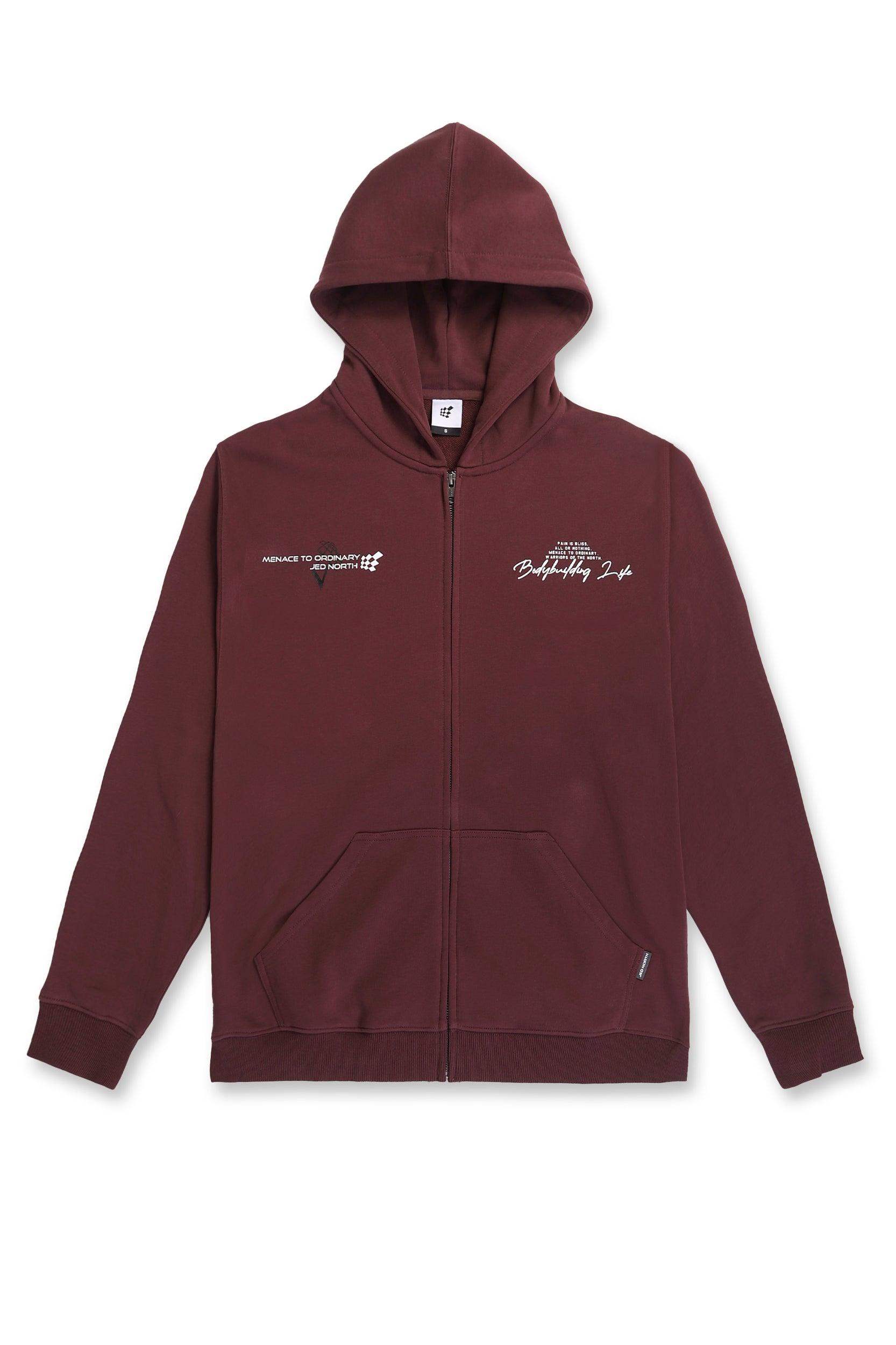 All Or Nothing French Terry Classic Zip-Up Hoodie - Maroon - Jed North Canada