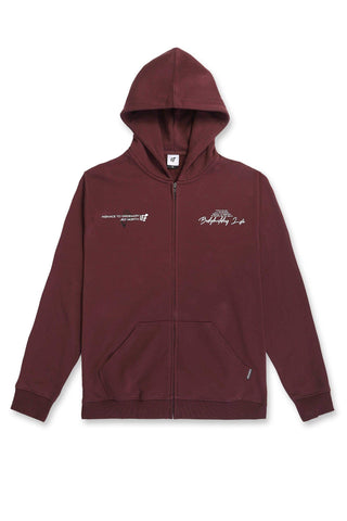 All Or Nothing French Terry Classic Zip-Up Hoodie - Maroon - Jed North Canada