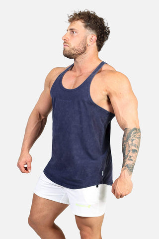 Camiseta clásica vintage lavada con espalda nadadora - Azul marino