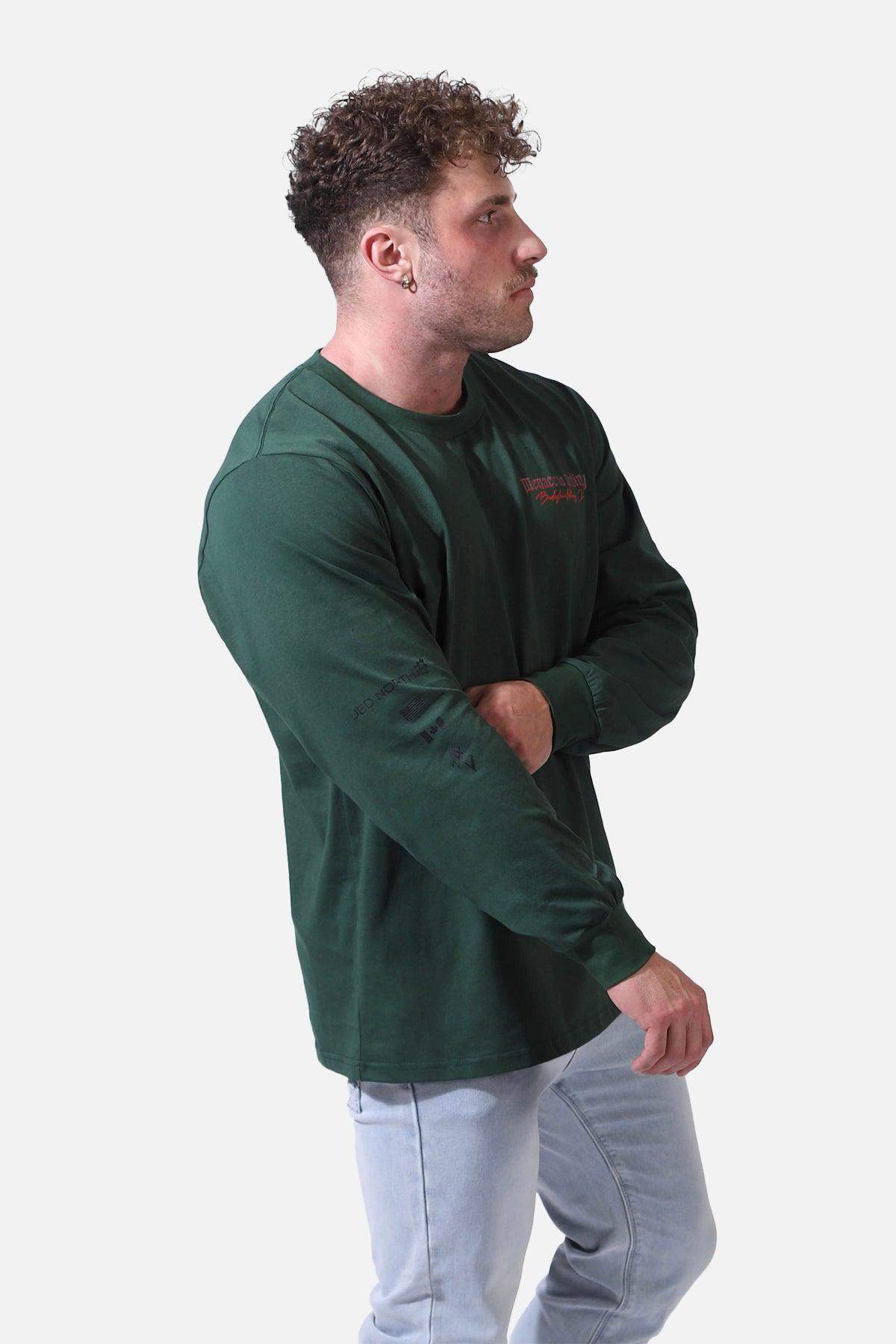 Retro Gym Long Sleeve T-Shirt - Dark Green - Jed North Canada