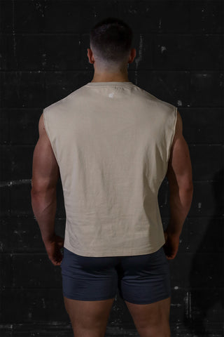 Sleeveless Box Cut Tank Top - Light Khaki