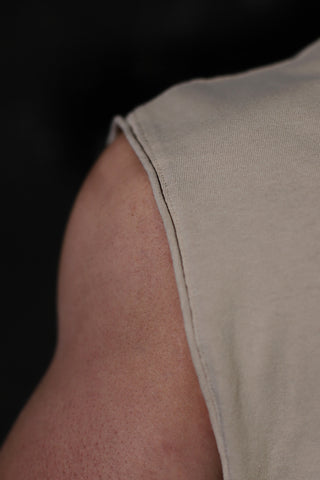 Sleeveless Box Cut Tank Top - Light Khaki