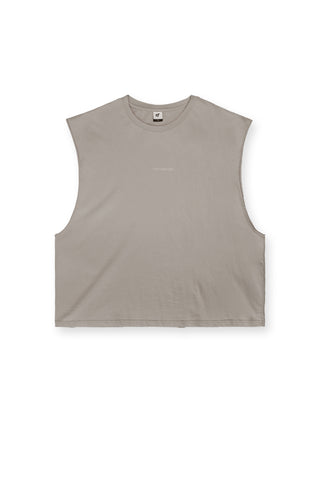 Sleeveless Box Cut Tank Top - Light Khaki