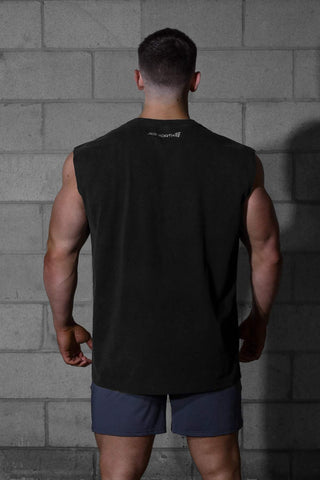 Oversized Washed Sleeveless T-Shirt - Washed Black