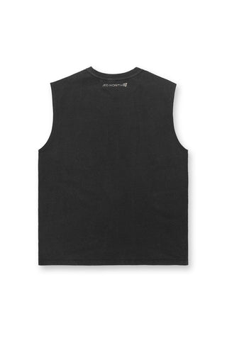Oversized Washed Sleeveless T-Shirt - Washed Black