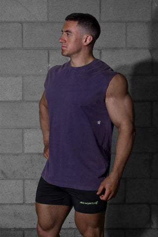 Oversized Washed Sleeveless T-Shirt - Washed Navy