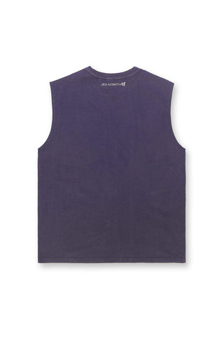 Oversized Washed Sleeveless T-Shirt - Washed Navy