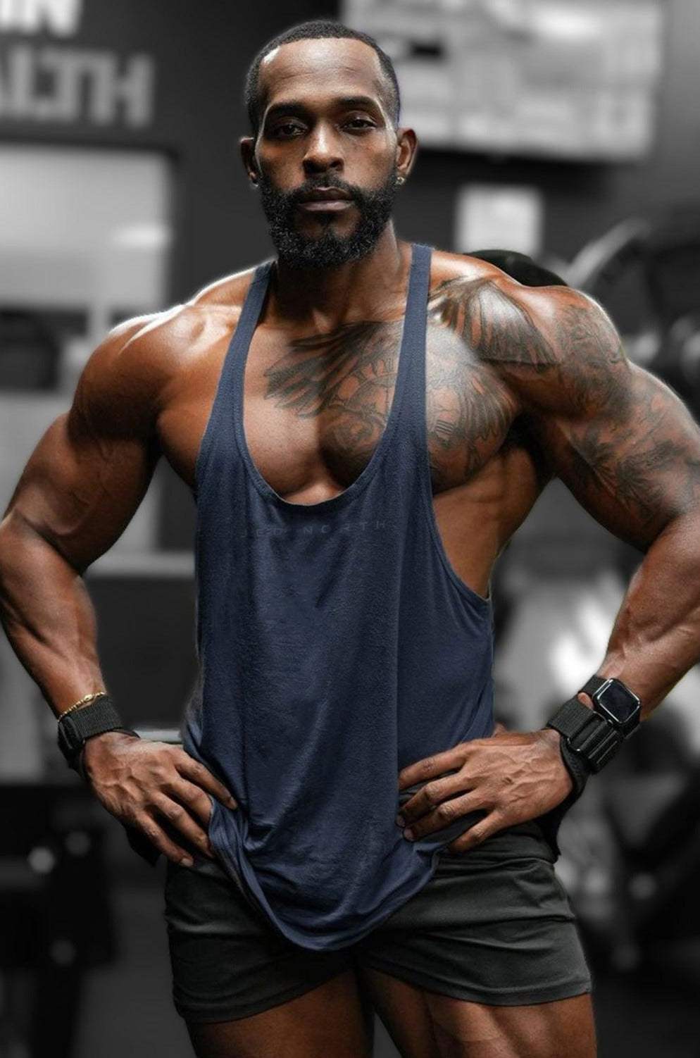 Classic Bodybuilding Racerback Stringer - Navy - Jed North Canada