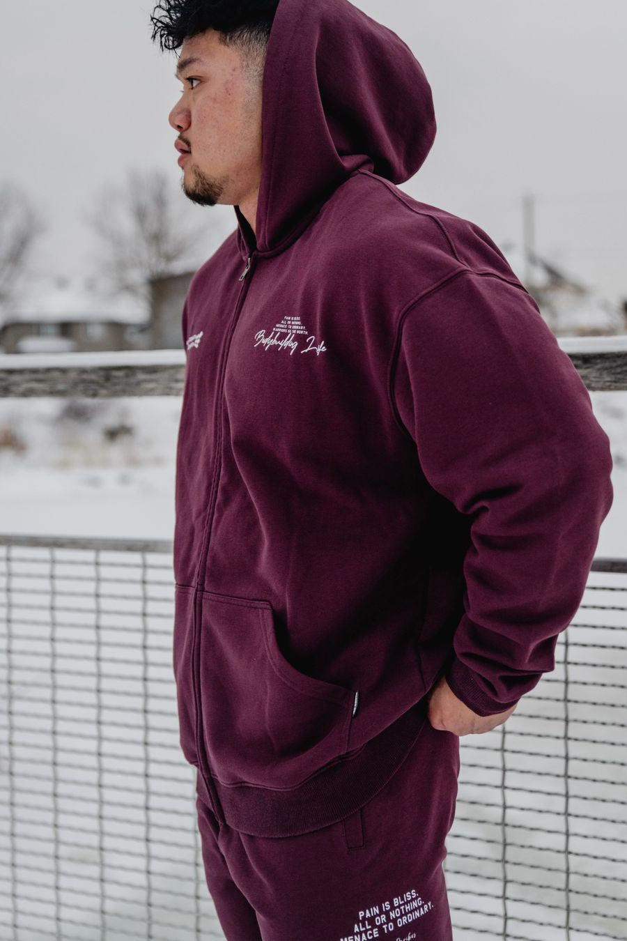 All Or Nothing French Terry Classic Zip-Up Hoodie - Maroon - Jed North Canada