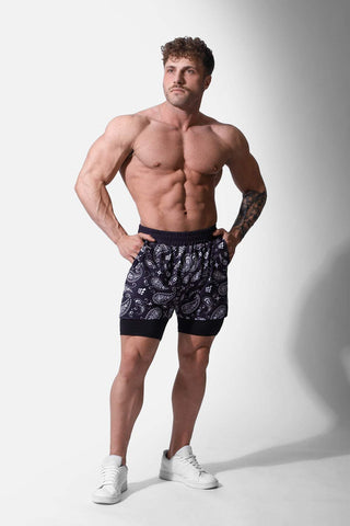 Pantalón corto de entrenamiento Pro 2 en 1 Active de 18 cm - Paisley
