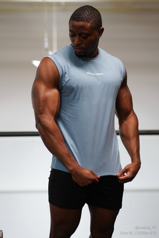 Sleeveless Muscle Tee - Light Blue