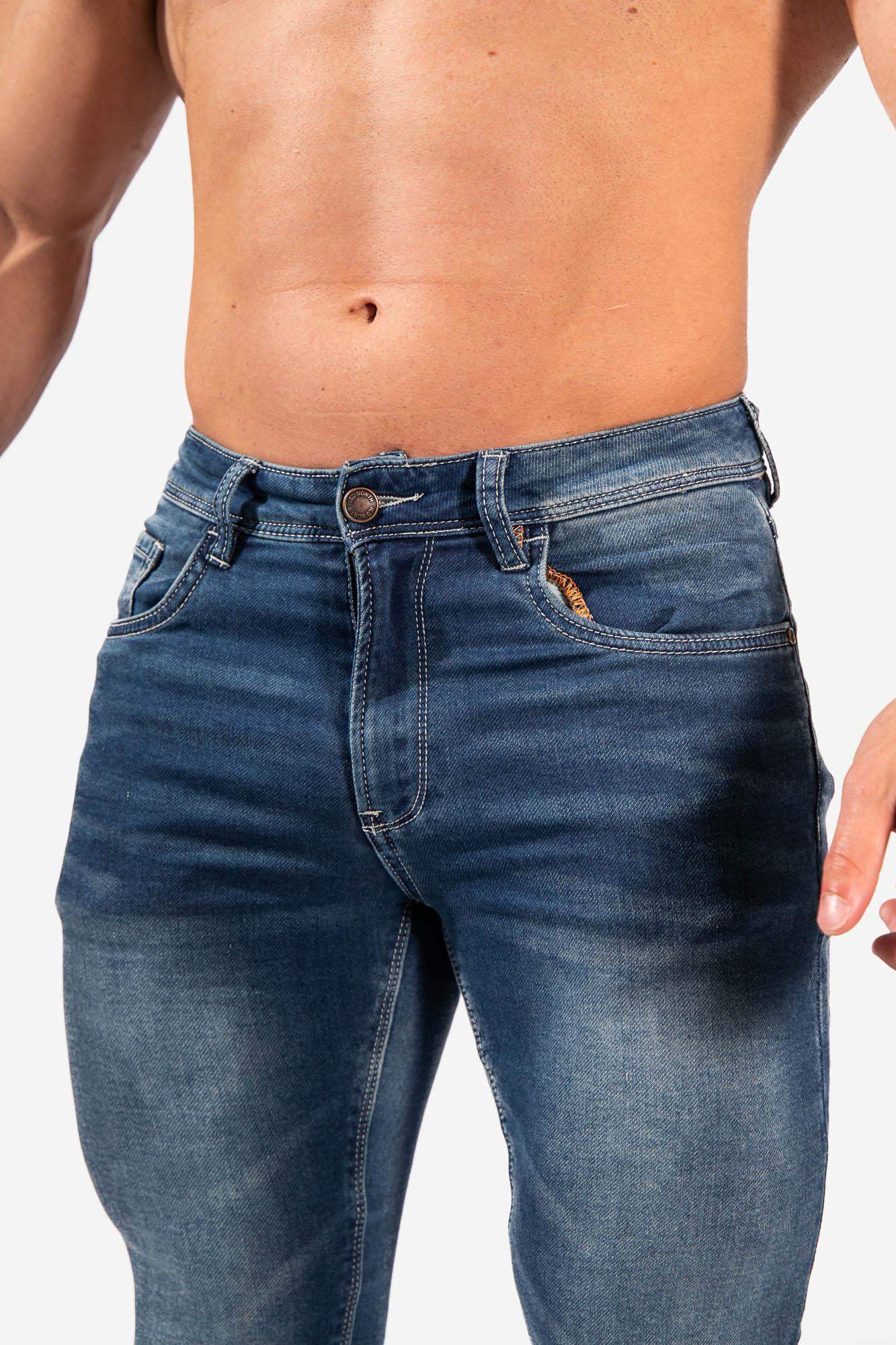 Men's Knee Ripped Skinny Jeans - Blue (6616740462659)