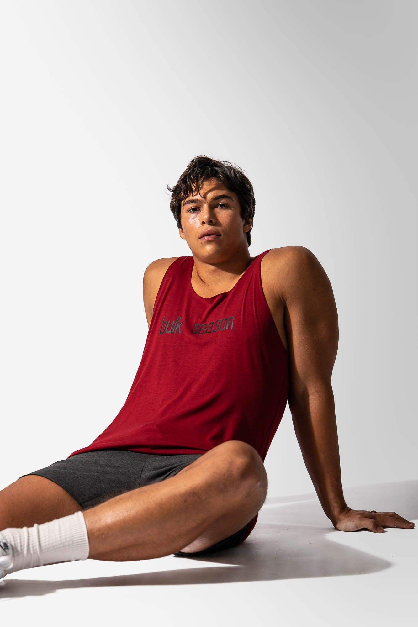 Training Raw-Edge Muscle Tank Top - Maroon Bulk Season - Jed North Canada