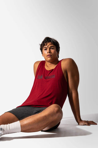 Training Raw-Edge Muscle Tank Top - Maroon Bulk Season - Jed North Canada