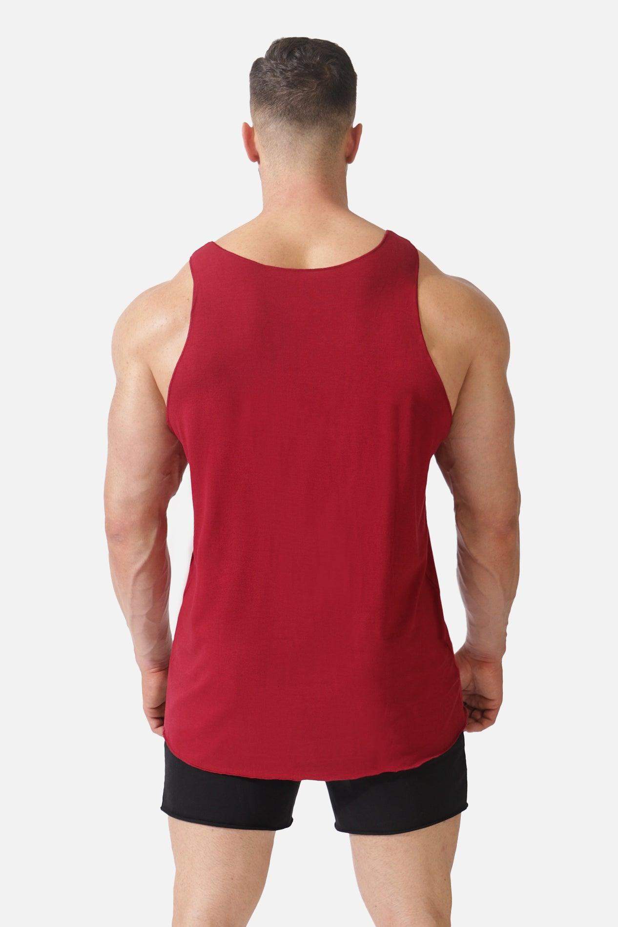Training Raw-Edge Muscle Tank Top - Maroon Bulk Season - Jed North Canada