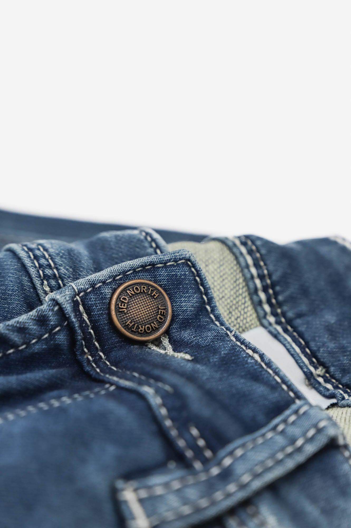 Men's Premium Fitted Stretchy Jeans - Knee Ripped Blue - Jed North Canada