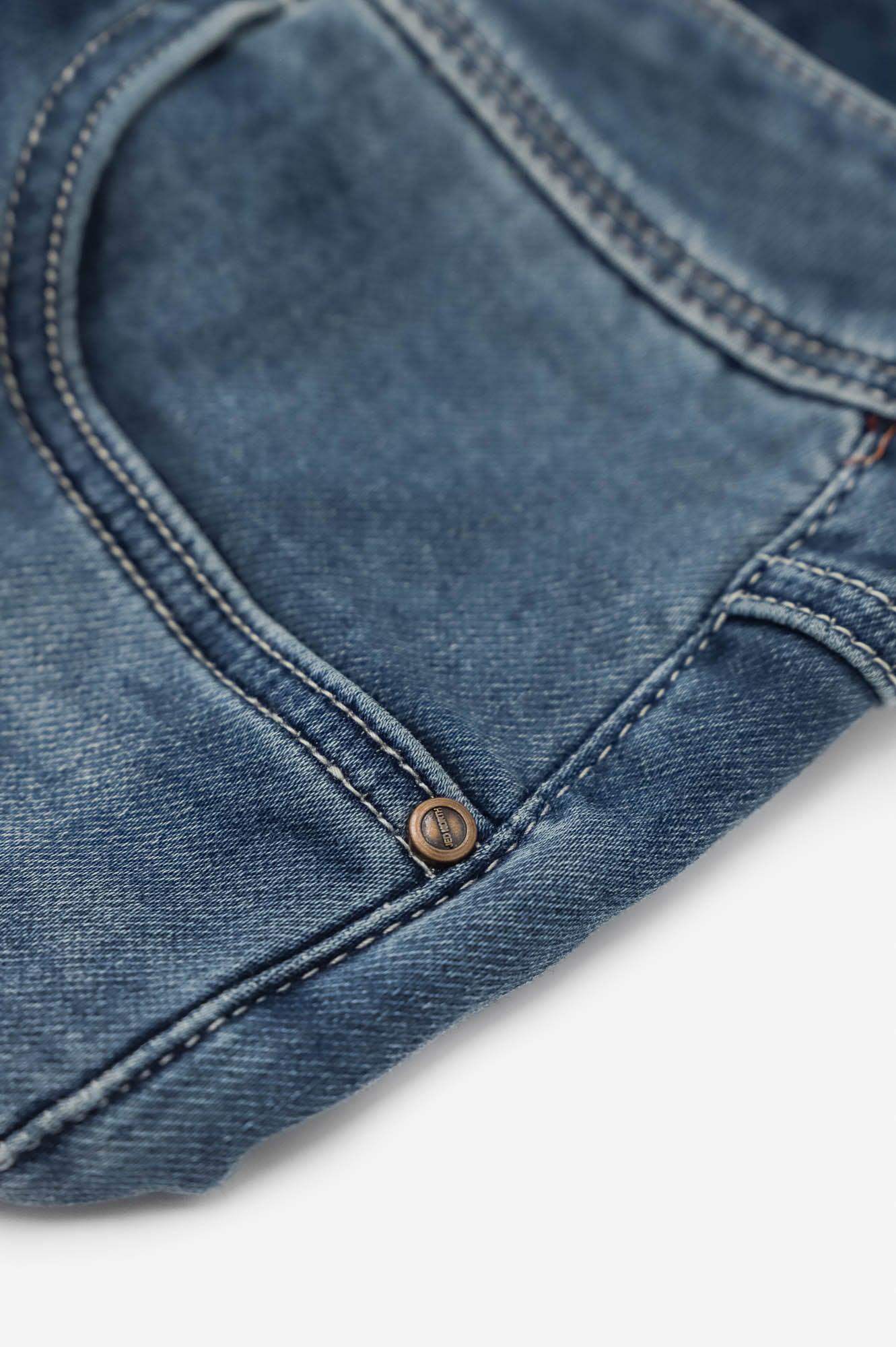 Men's Premium Fitted Stretchy Jeans - Knee Ripped Blue - Jed North Canada