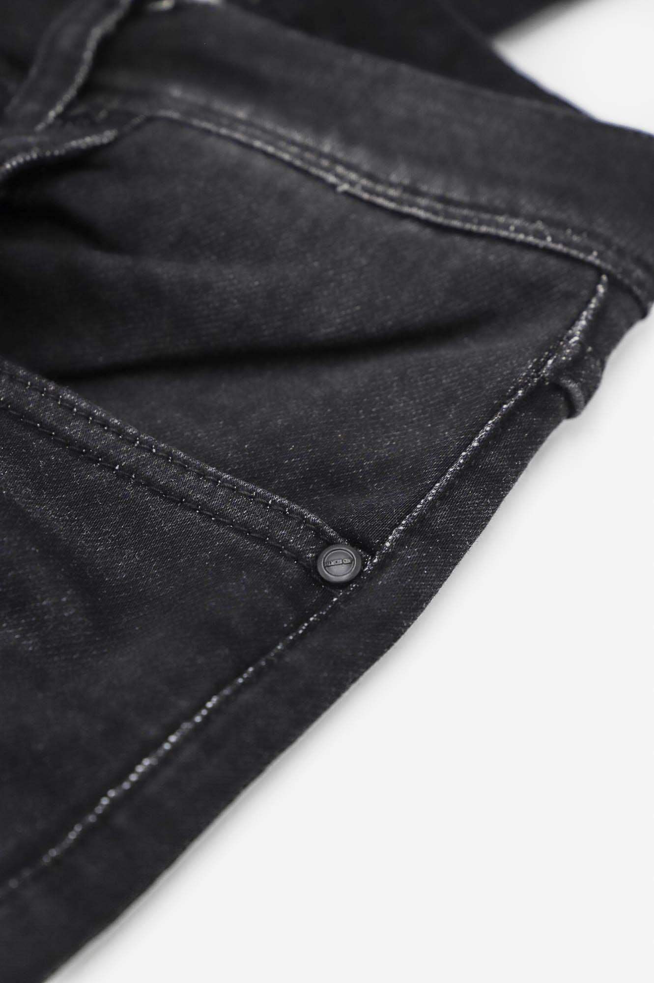 Men's Premium Fitted Stretchy Jeans - Knee Ripped Black - Jed North Canada